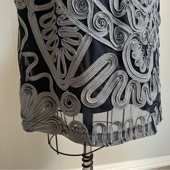 JS Collections Short Sleeve Mesh Cocktail Dress Size 12 Soutache Sheer Cocktail - Picture 4 of 15